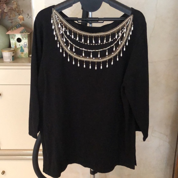 NWT Gorgeous! Pearl Beaded Embellished Sweater by Bob Mackie - Picture 8 of 16